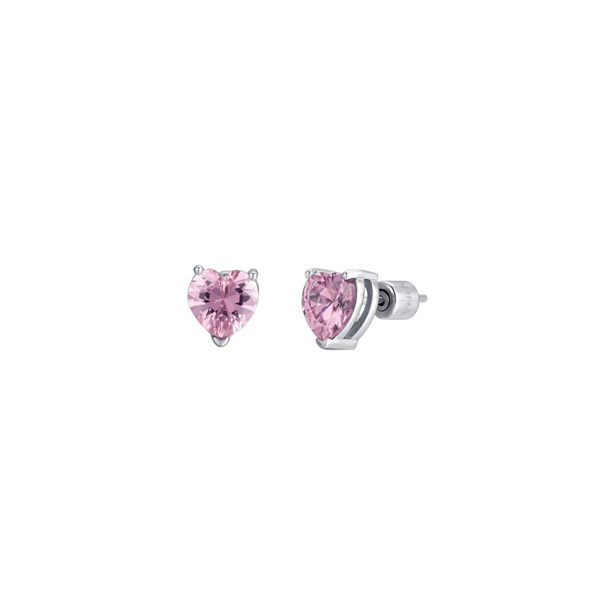LUCA BARRA - ORECCHINI DONNA IN ACCIAIO CON ZIRCONE ROSA in Orecchini Alba Gioielli - Casoria, commercioVirtuoso.it