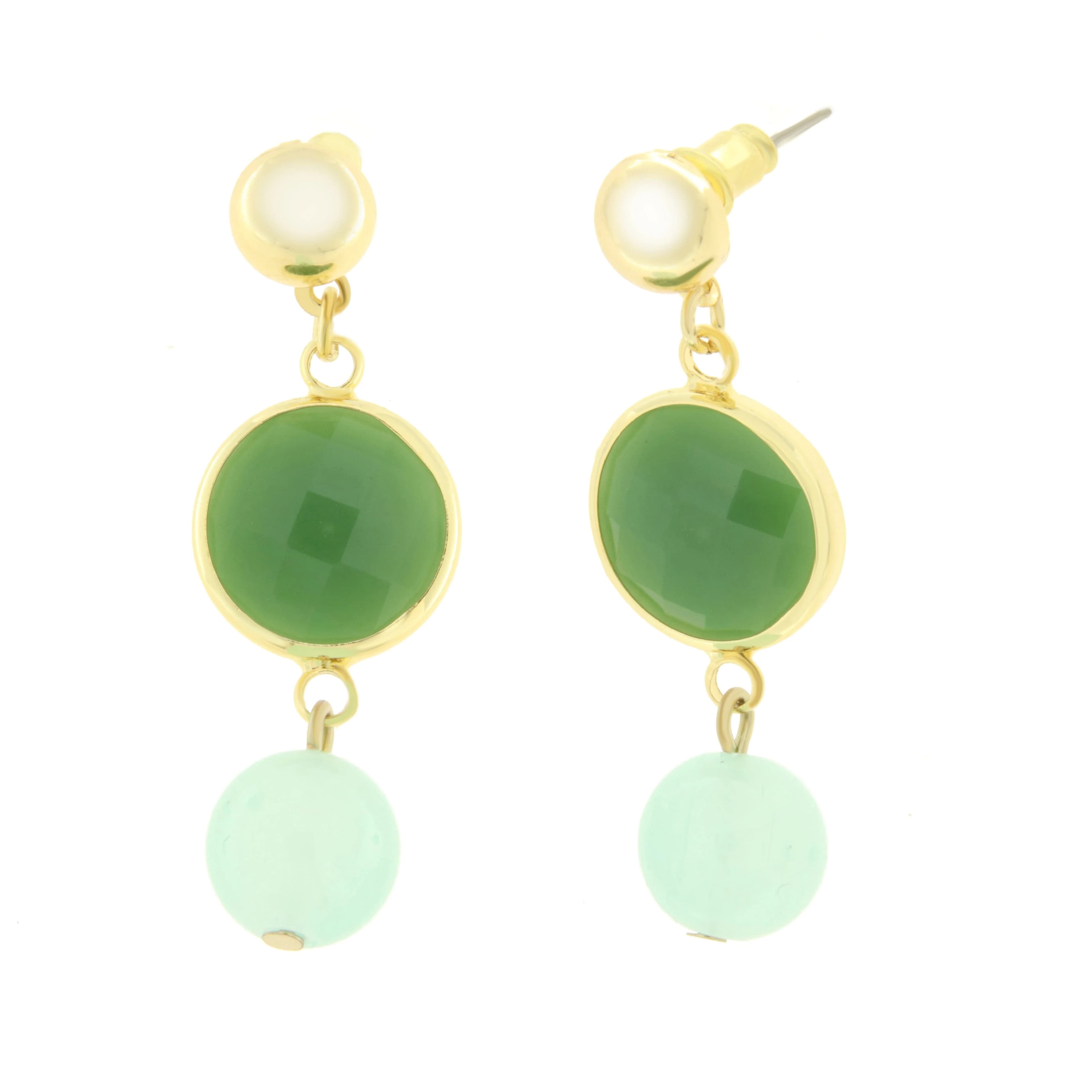 BySimon - Orecchini in Metallo con cristallo e perlina verde in Orecchini Alba Gioielli - Casoria, commercioVirtuoso.it