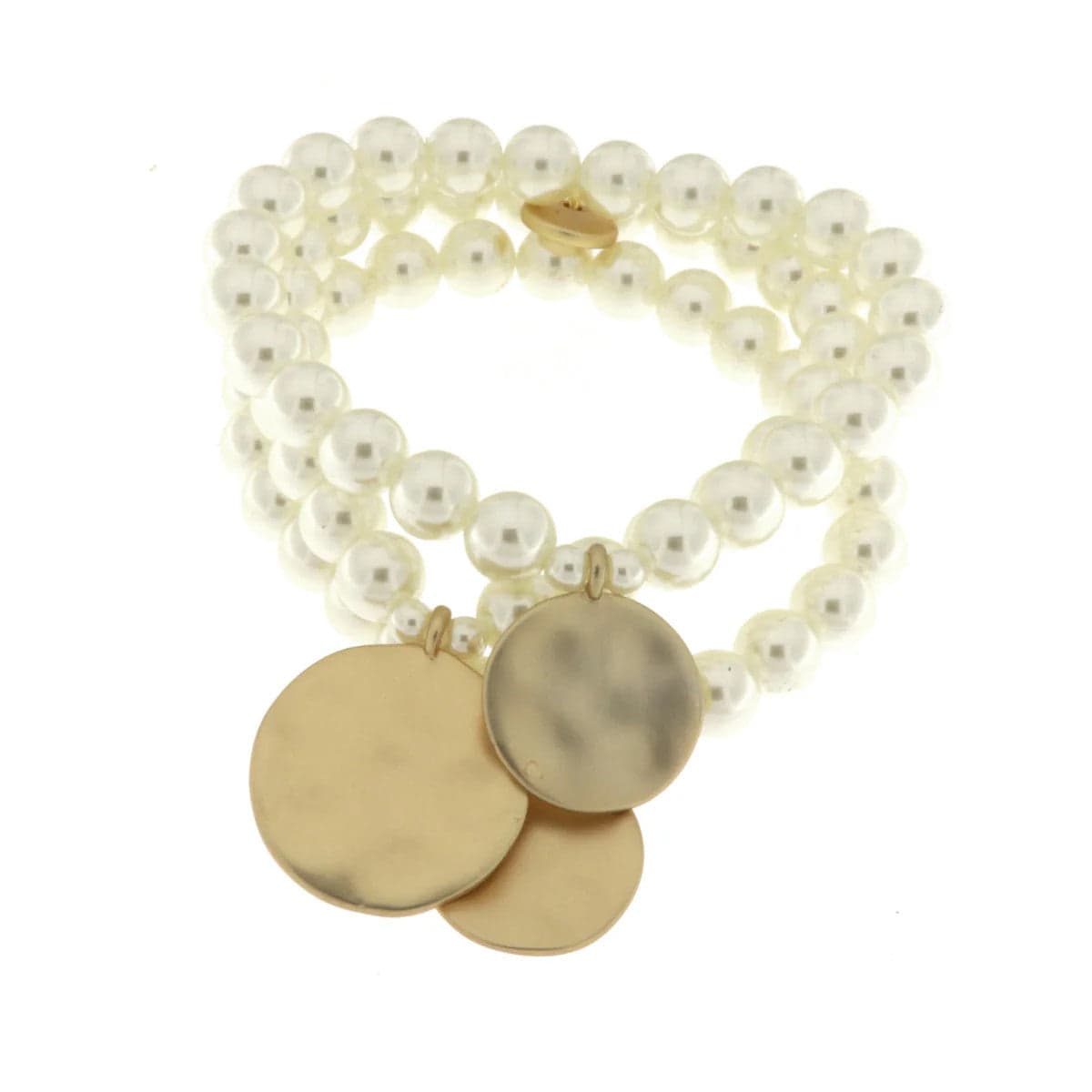 BYSIMON - Bracciale in Metallo multifilo con perle e monete satinate in Bracciali Alba Gioielli - Casoria, commercioVirtuoso.it