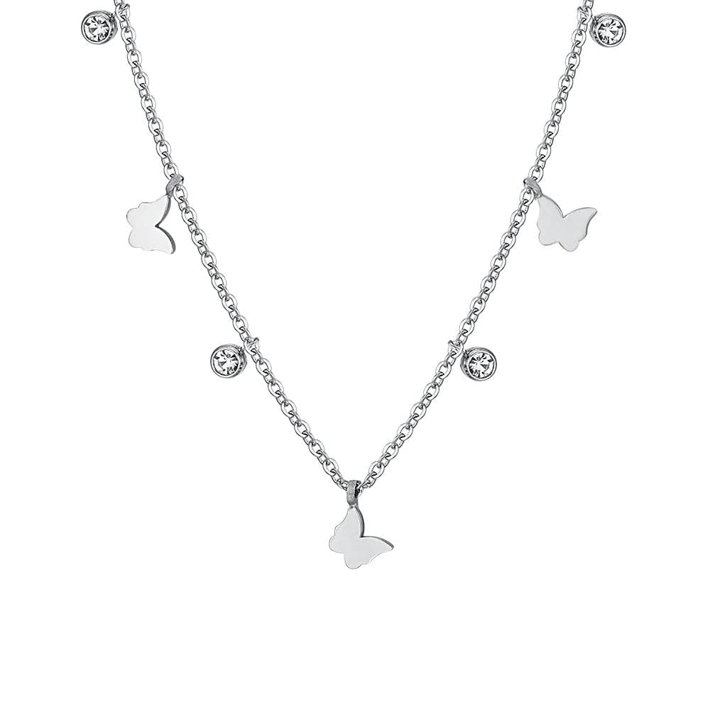 Luca Barra - COLLANA DONNA IN ACCIAIO FARFALLE E CRISTALLI in Collane Alba Gioielli - Casoria, commercioVirtuoso.it