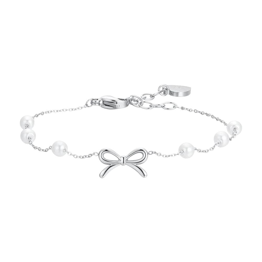 Luca Barra - BRACCIALE DONNA IN ACCIAIO PERLE E FIOCCO in Bracciali Alba Gioielli - Casoria, commercioVirtuoso.it
