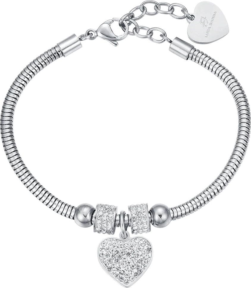 Luca Barra - BRACCIALE DONNA IN ACCIAIO CON CUORE E CRISTALLI BIANCHI in Bracciali Alba Gioielli - Casoria, commercioVirtuoso.it