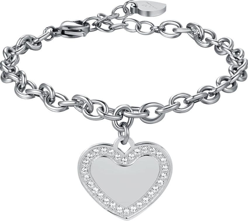 Luca Barra - BRACCIALE DONNA IN ACCIAIO CON CUORE CON CRISTALLI BIANCHI in Bracciali Alba Gioielli - Casoria, commercioVirtuoso.it