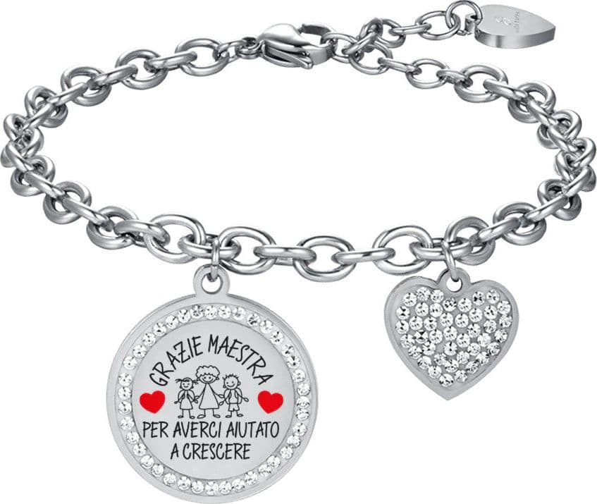 Luca Barra - BRACCIALE DONNA IN ACCIAIO GRAZIE MAESTRA PER AVERCI AIUTATO A CRESCERE in Bracciali Alba Gioielli - Casoria, commercioVirtuoso.it