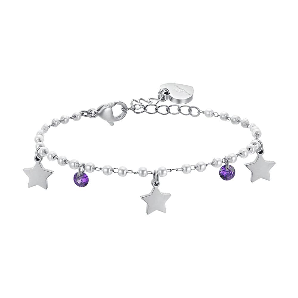 Luca Barra - BRACCIALE DONNA IN ACCIAIO PERLE CON STELLE in Bracciali Alba Gioielli - Casoria, commercioVirtuoso.it