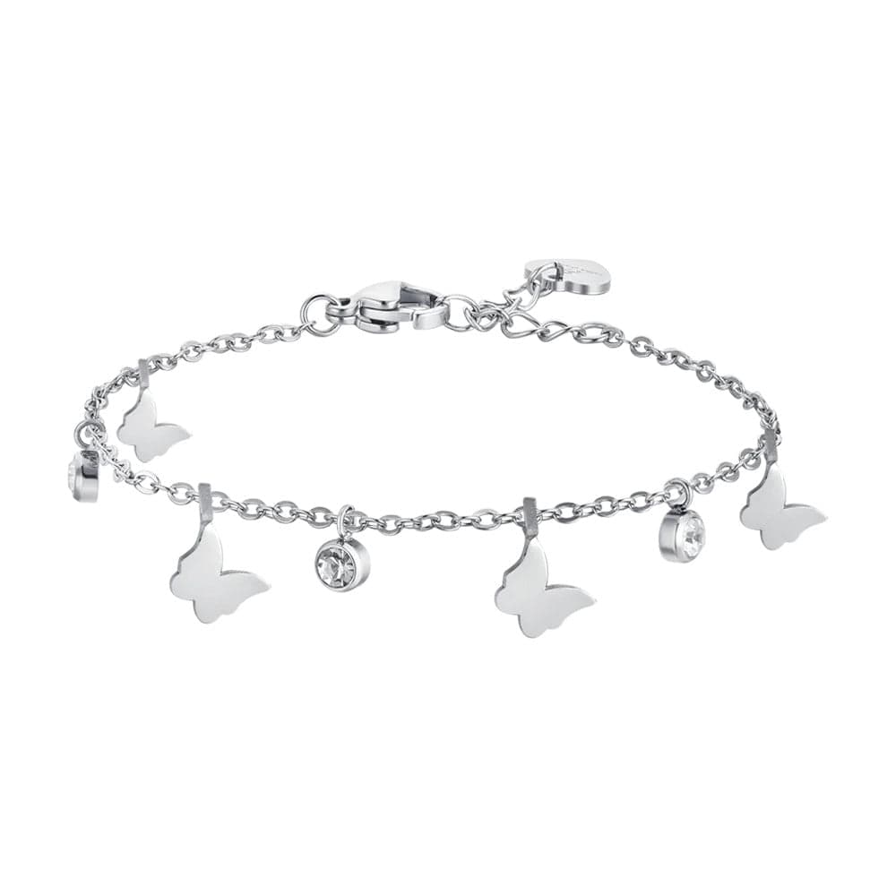 Luca Barra - BRACCIALE DONNA IN ACCIAIO FARFALLE E CRISTALLI in Bracciali Alba Gioielli - Casoria, commercioVirtuoso.it
