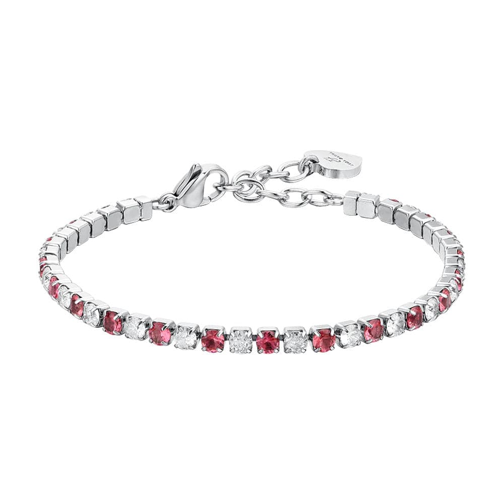Luca Barra - BRACCIALE TENNIS DONNA CRISTALLI ROSSI E BIANCHI in Bracciali Alba Gioielli - Casoria, commercioVirtuoso.it
