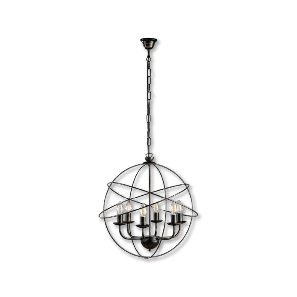 Lampadario Sospensione Metallo Circolare Samira 6 luci Nero/Argento in Lampade a sospensione Danyx - Casoria, commercioVirtuoso.it