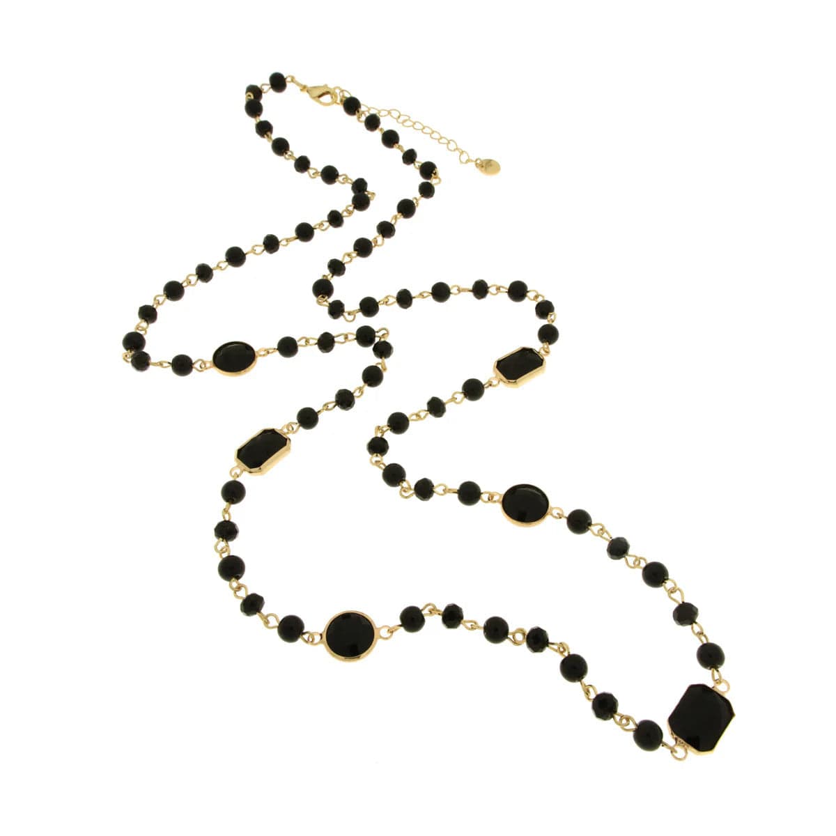 BYSIMON - Collana in Metallo lunga con perle e pietre nere in Collane Alba Gioielli - Casoria, commercioVirtuoso.it