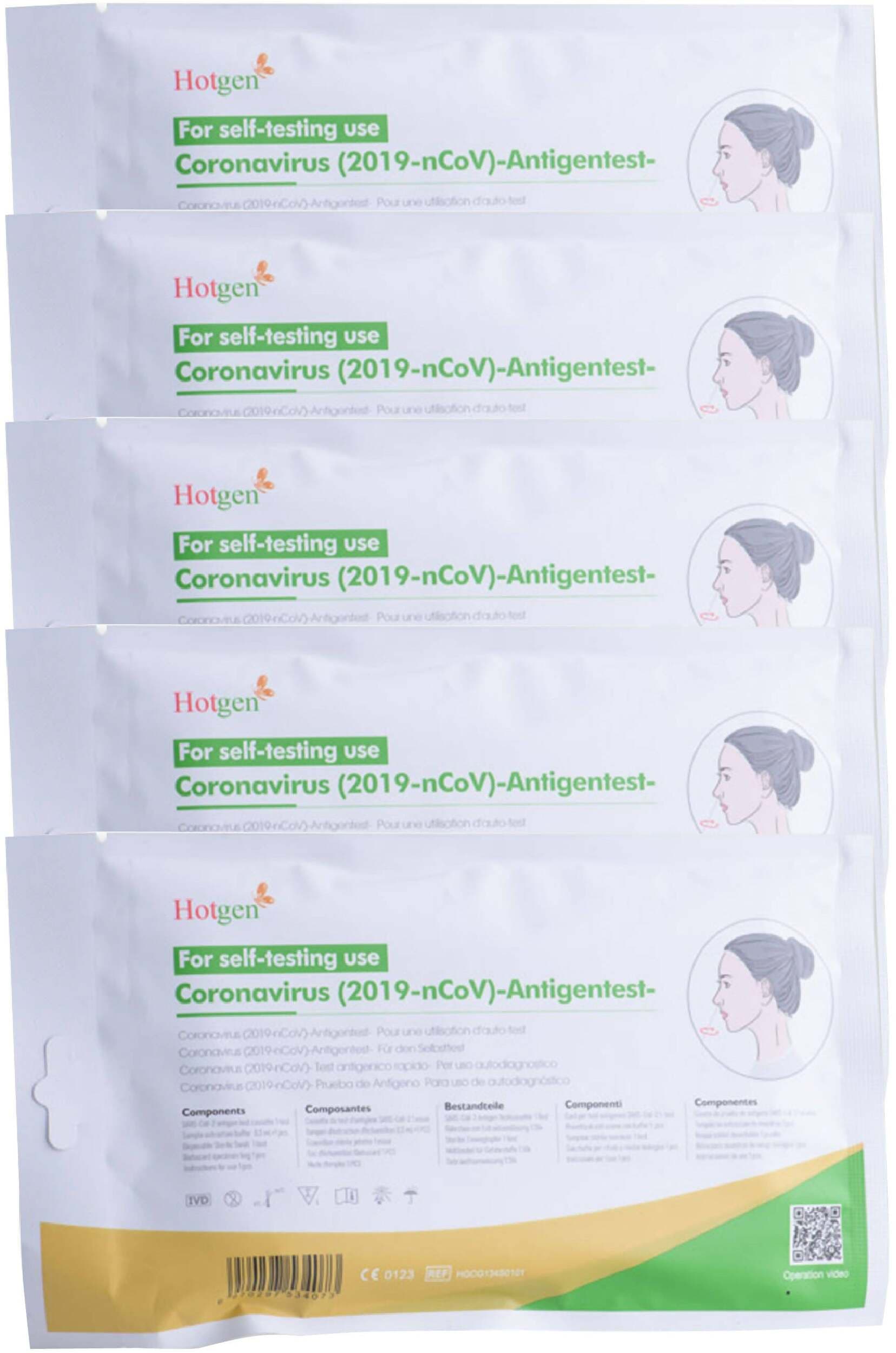 5x Tampone Rapido Covid-19 Test Antigenico Rapido Covid-19 Autodiagnosi Hotgen € 5.90 Cad Conf. 5Pz in Kit test per diagnosi cliniche Dresswork - Como, commercioVirtuoso.it
