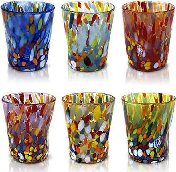 6 Bicchieri da CAFFE'/LIQUORE In Vetro di Murano Venezia Colorato Bicchiere con Murrine Design Stile CLASSIC Moderno Prodotto a Mano in Italia Casa e cucina/Stoviglie/Bicchieri e cristalli/Bicchieri da liquore Mazzega Art & Design - Murano, Commerciovirtuoso.it