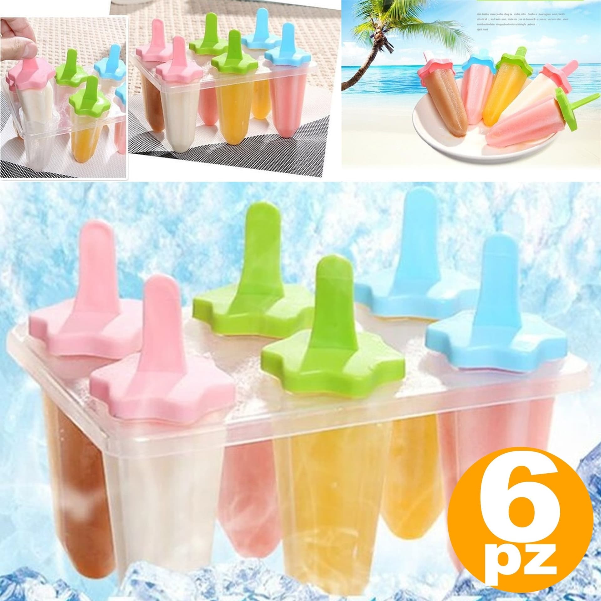 6 FORMINE STAMPO PER GHIACCIOLI GHIACCIOLO FATTI IN CASA FORME STAMPI ICE ESTATE