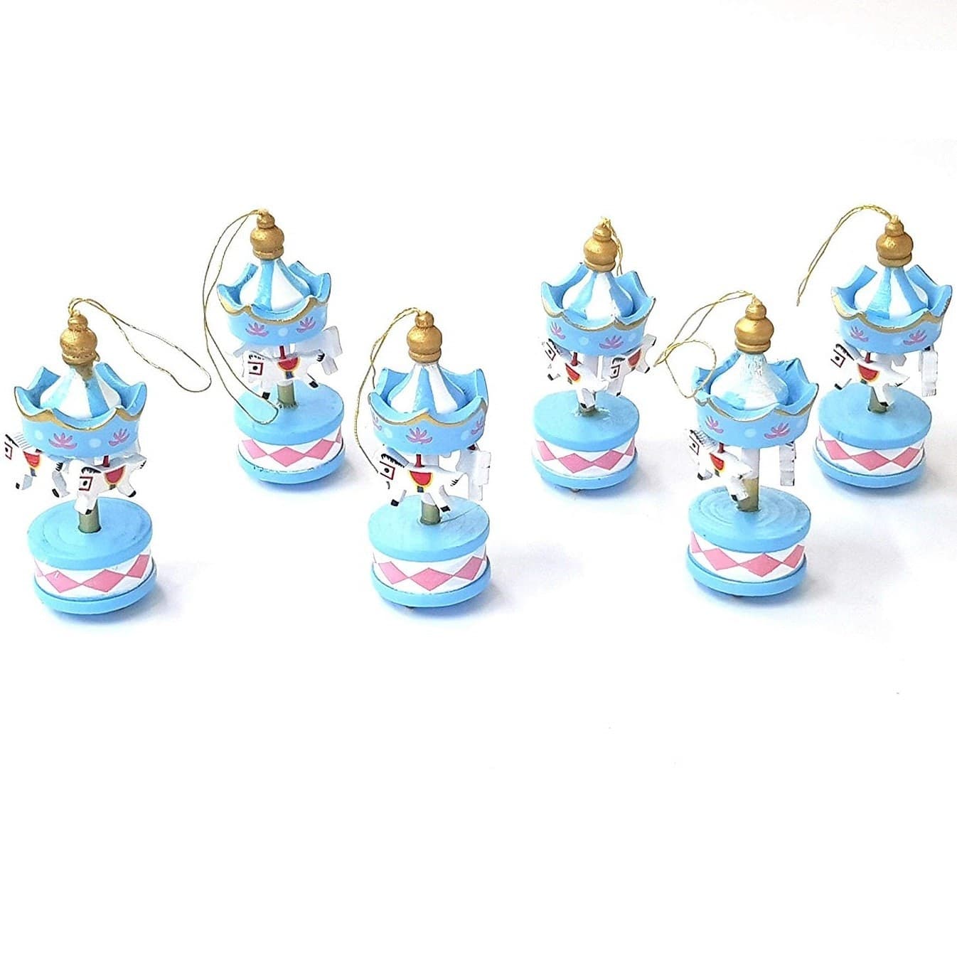 6 MINI CARILLON COLORE AZZURRO CC39835 GIOSTRA CAVALLI DECORAZIONE LEGNO 8X3.5CM