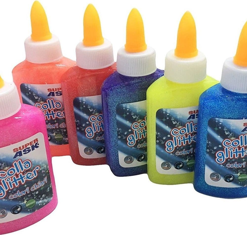 6 TUBETTI DI COLLA GLITTER COLORE DECORAZIONI NATALE FESTE LAVORETTI CASA SCUOLA
