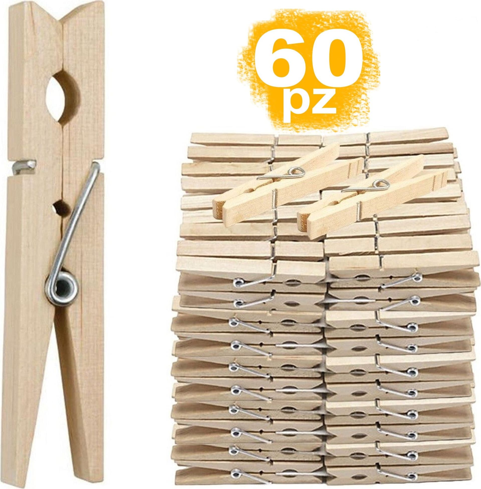 60 Mollette Da Bucato In Legno Molletta Panni Per Decorazioni E Fai Da Te Casa, arredamento e bricolage > Pulizia e Bucato > Bucato e Stiratura Trade Shop italia - Napoli, Commerciovirtuoso.it