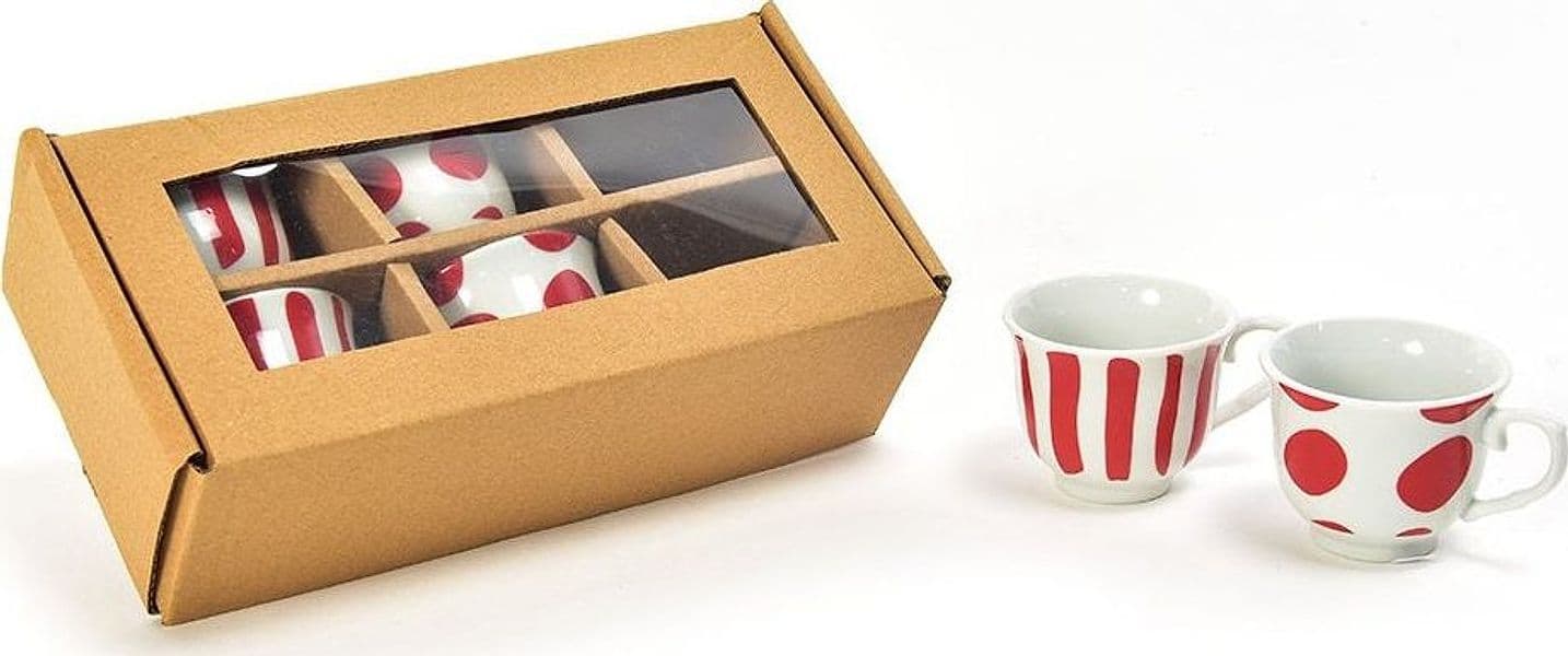 M HOME - SET 6 TAZZINE IN PORCELLANA 90ML 23.5X11.5X6.8 CM in Servizi da caffè Stockdoc - Terni, commercioVirtuoso.it