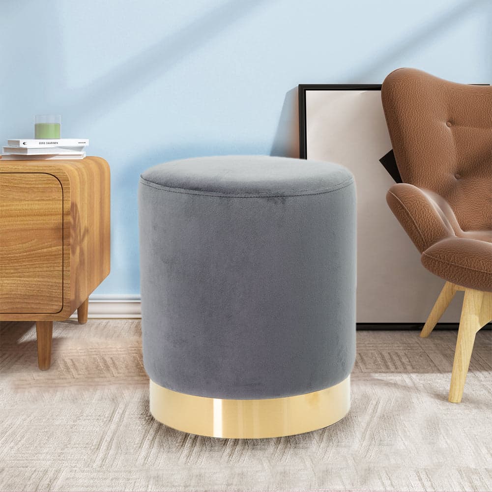 Pouf Poggiapiedi Velluto, Struttura Legno Base dorata 31x31x38cm Grigio in Danyx - Casoria, commercioVirtuoso.it