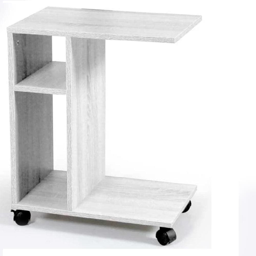 Tavolino Multifunzione Porta Pc Laterale Divano con Libreria e Ruote Bianco in Tavolini da caffè Danyx - Casoria, commercioVirtuoso.it