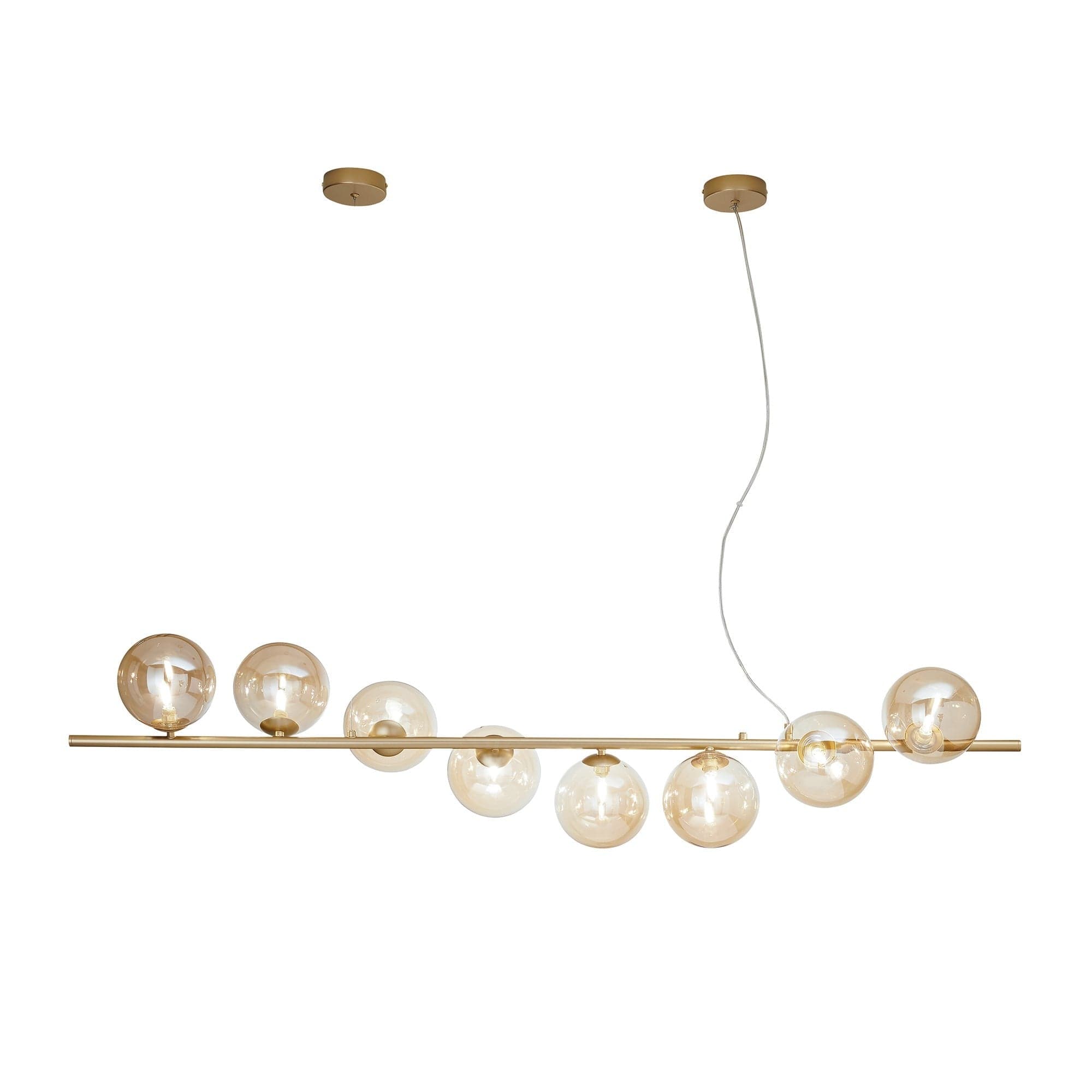 Lampadario a sospensione diffusori in vetro soffiato Oro 8Xg9 145X33,5X165Cm in Lampade a sospensione Led Mall Home - Napoli, commercioVirtuoso.it