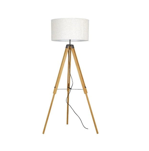 Piantana con cavalletto in legno rovere miele e paralume in tessuto Bianco 1Xe27 75X151X45Cm in Lampade da terra Led Mall Home - Napoli, commercioVirtuoso.it