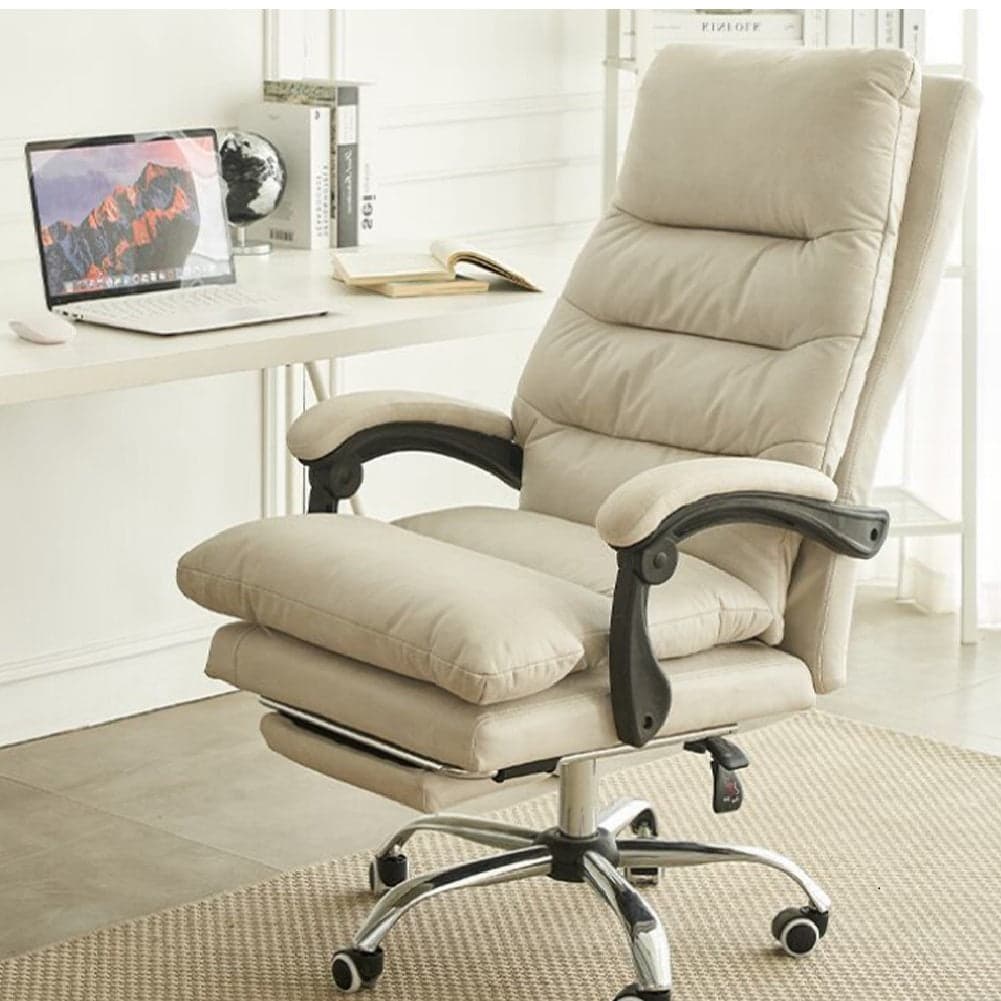 Poltrona Ufficio Pelle Ecologica Schienale Reclinabile Poggia Piedi Seduta Morbida Beige in Sedie da scrivania Danyx - Casoria, commercioVirtuoso.it