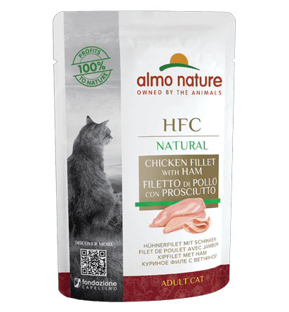 Almo Nature Bustina HFC Natural gusto Pollo e Prosciutto per Gatti Adulti 55gr in prodotto 101 Market - Poggibonsi, commercioVirtuoso.it
