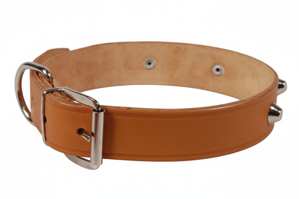 Collare Per Cani Cuoio Extra Naturale Finta Cucitura Con Borchie- - Cm.65X4 Cuoio Naturale - 6 Pezzi in Collari standard BricoGo - Marano di Napoli, commercioVirtuoso.it
