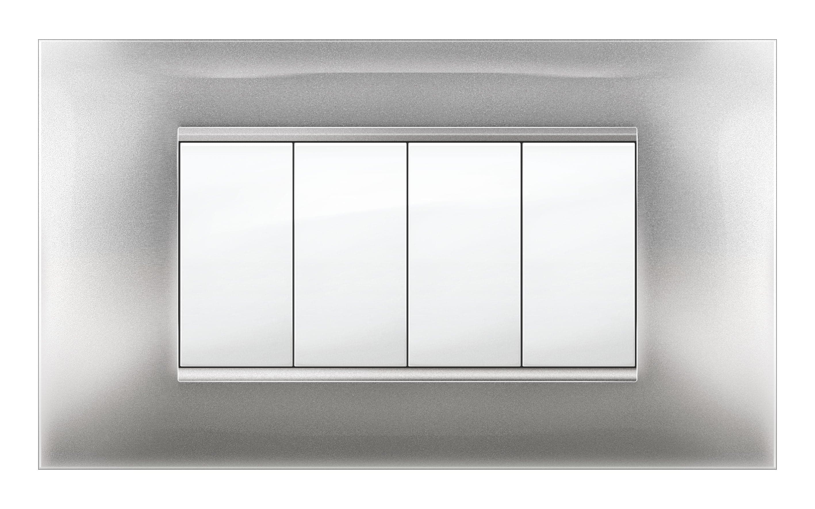 Placca Mivida Plana Alluminio Chiaro 4P- 1,0 Pz in Placche per interruttori BricoGo - Marano di Napoli, commercioVirtuoso.it