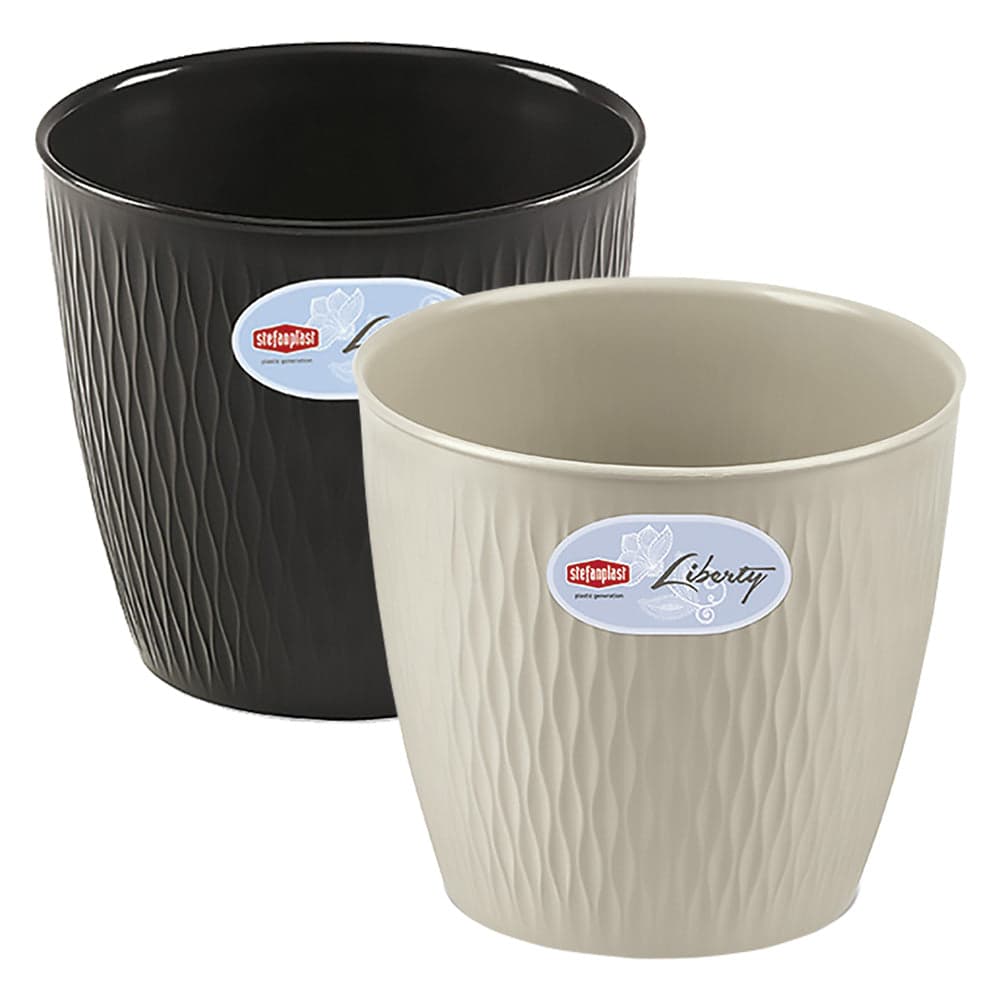 Vaso Tondo 'Liberty' Ø 20 X H.19 - Bianco Travertino - Stefanplast in Vasi tradizionali BricoGo - Marano di Napoli, commercioVirtuoso.it