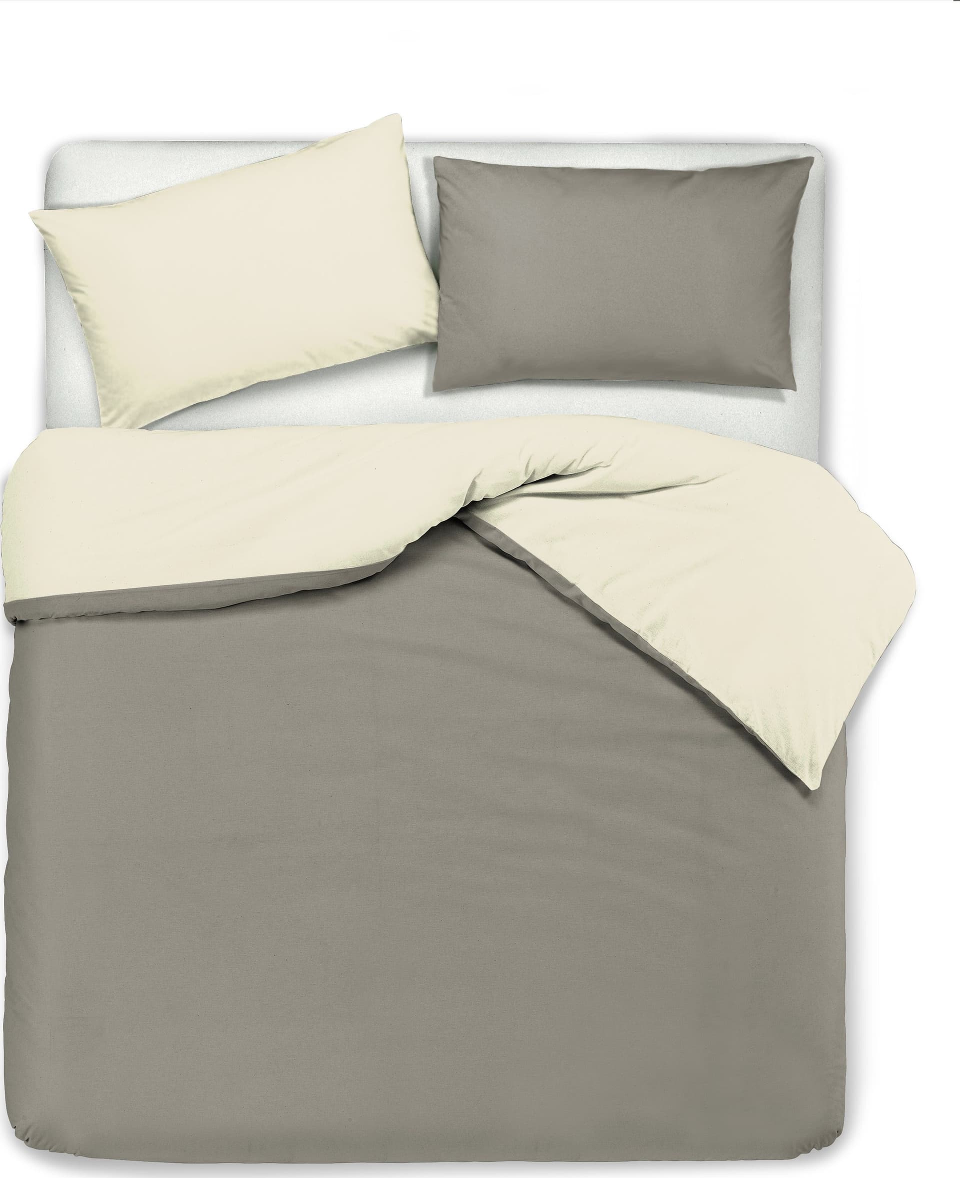 Set copripiumino federe letto bicolor double face parure copripiumino in cotone made in Italy NATURALE/TORTORA in Set copripiumini e federe Vanita di raso - Sesto San Giovanni, commercioVirtuoso.it