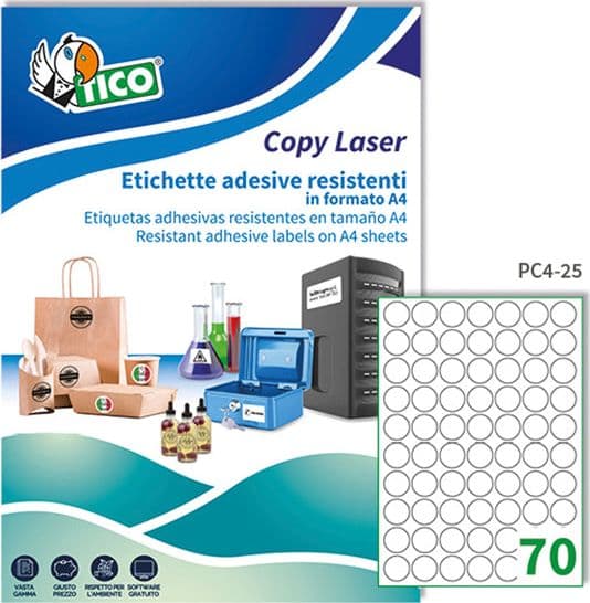 Poliestere Adesivo Pc4 Trasparente 100Fg A4 D25Mm (70Et/Fg Laser Tico in Carta per stampanti a getto d'inchiostro Il Centro - Jesi, commercioVirtuoso.it