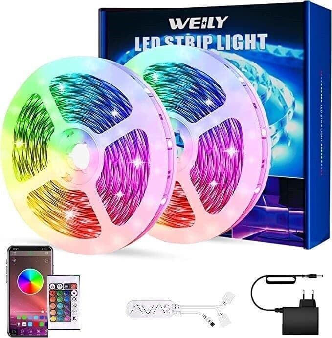 WEILY Striscia Led 10M Bluetooth, Striscia LED Dimmerabile 5050 LED RGB SMD in Nastri LED CL Store - Battipaglia, commercioVirtuoso.it