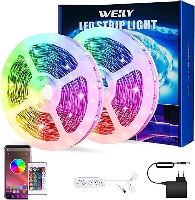 WEILY Striscia Led 10M Bluetooth, Striscia LED Dimmerabile 5050 LED RGB SMD in Nastri LED CL Store - Battipaglia, commercioVirtuoso.it