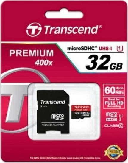 Scheda micro SDHC 32GB C10 400x con adattatore SD Transcend in CL Store - Battipaglia, commercioVirtuoso.it