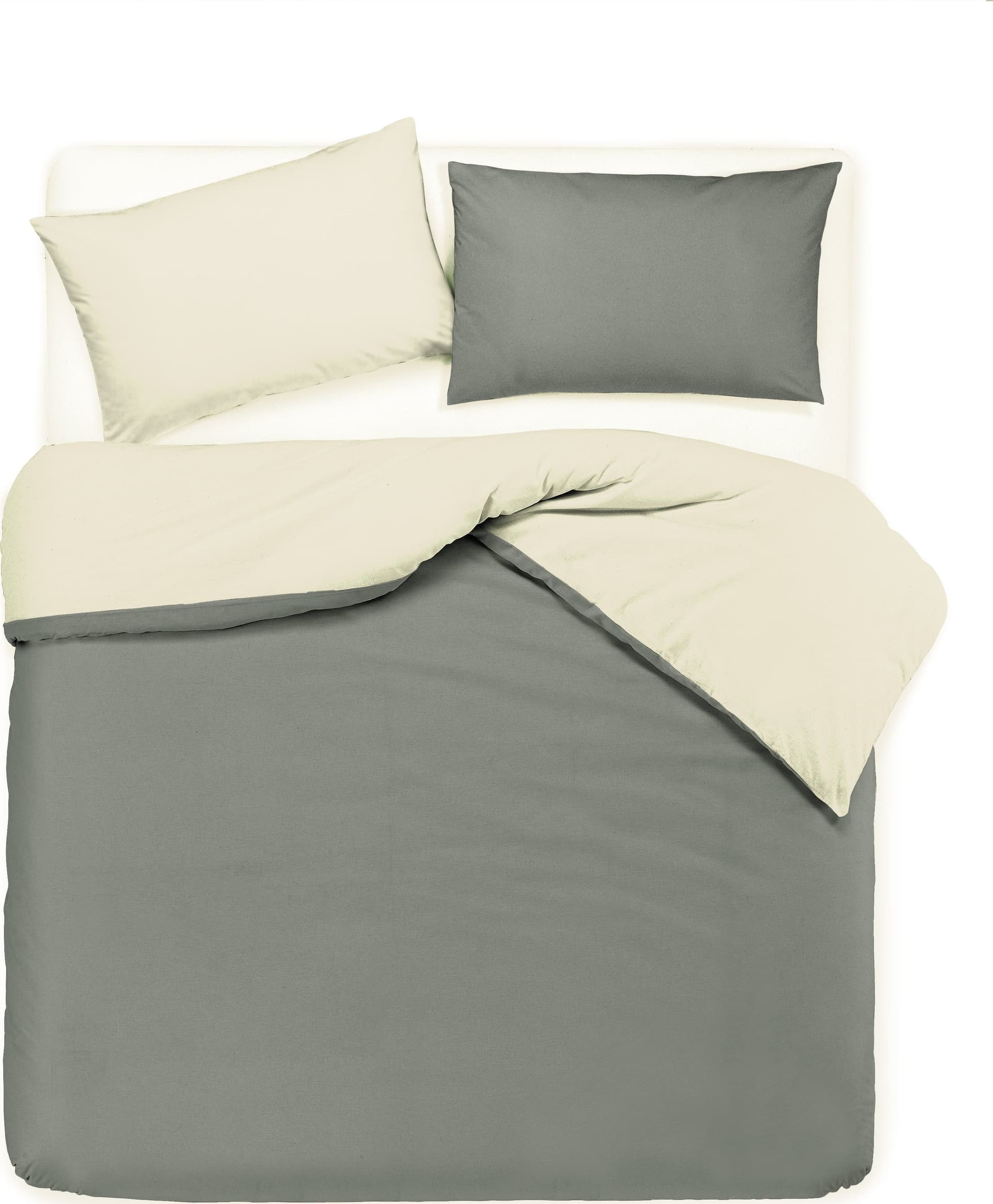 Set copripiumino federe letto bicolor double face parure copripiumino in cotone made in Italy NATURALE/FUMO in Set copripiumini e federe Vanita di raso - Sesto San Giovanni, commercioVirtuoso.it