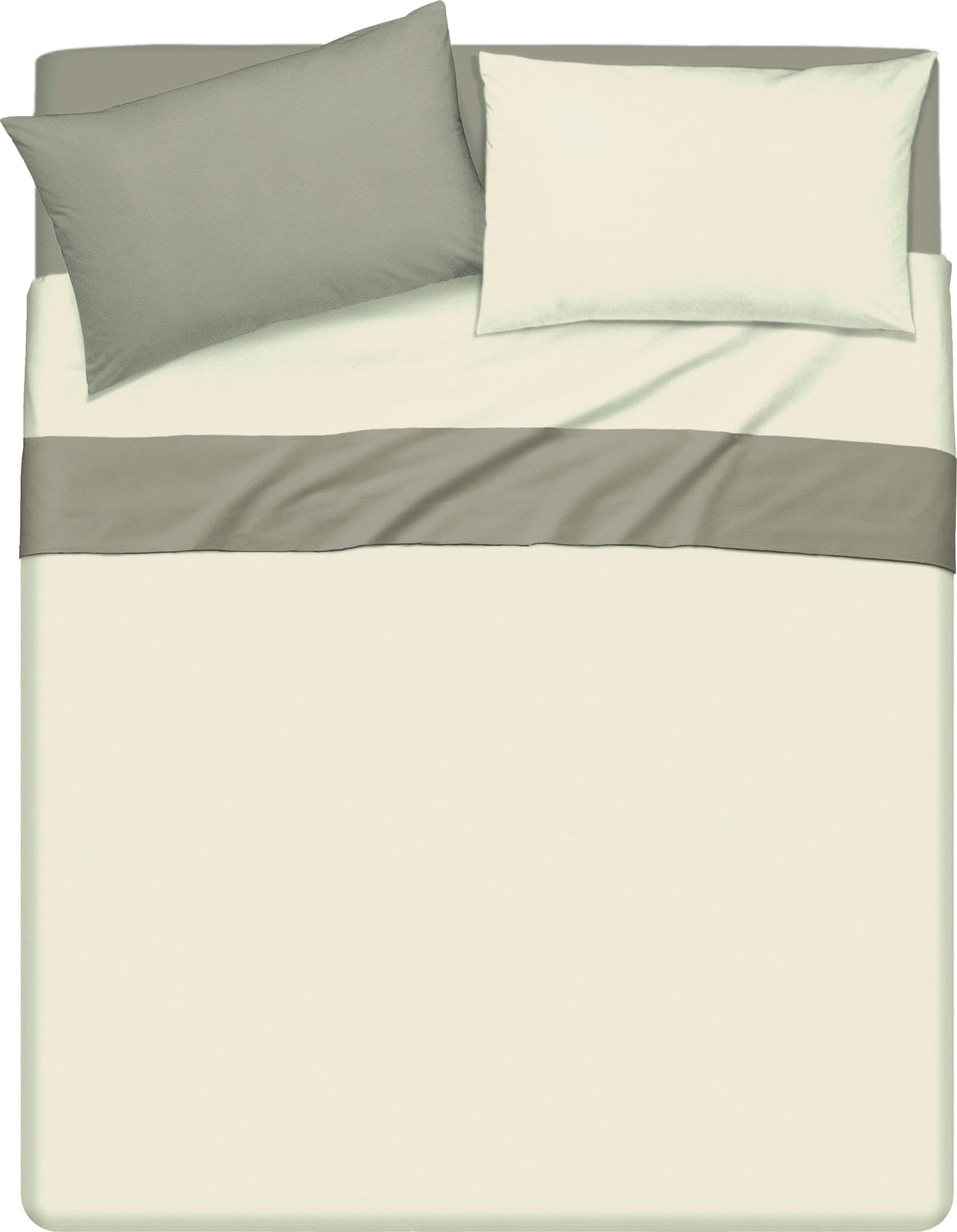 Completo letto lenzuola bicolor in 100% cotone made in Italy NATURALE/TORTORA in Set di lenzuola e federe Vanita di raso - Sesto San Giovanni, commercioVirtuoso.it