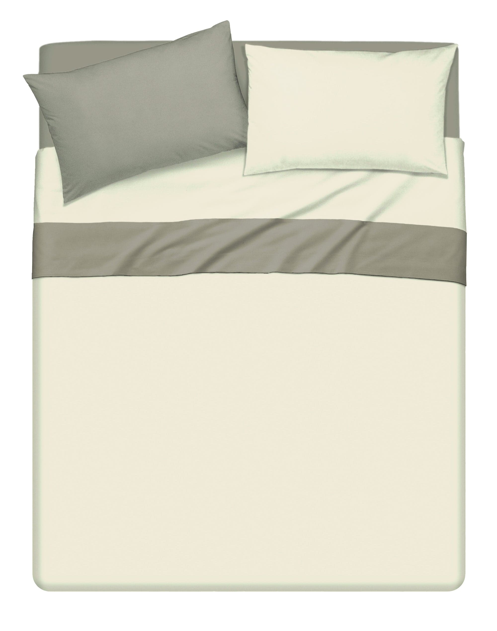 Completo letto lenzuola bicolor in 100% cotone made in Italy NATURALE/TORTORA in Set di lenzuola e federe Vanita di raso - Sesto San Giovanni, commercioVirtuoso.it