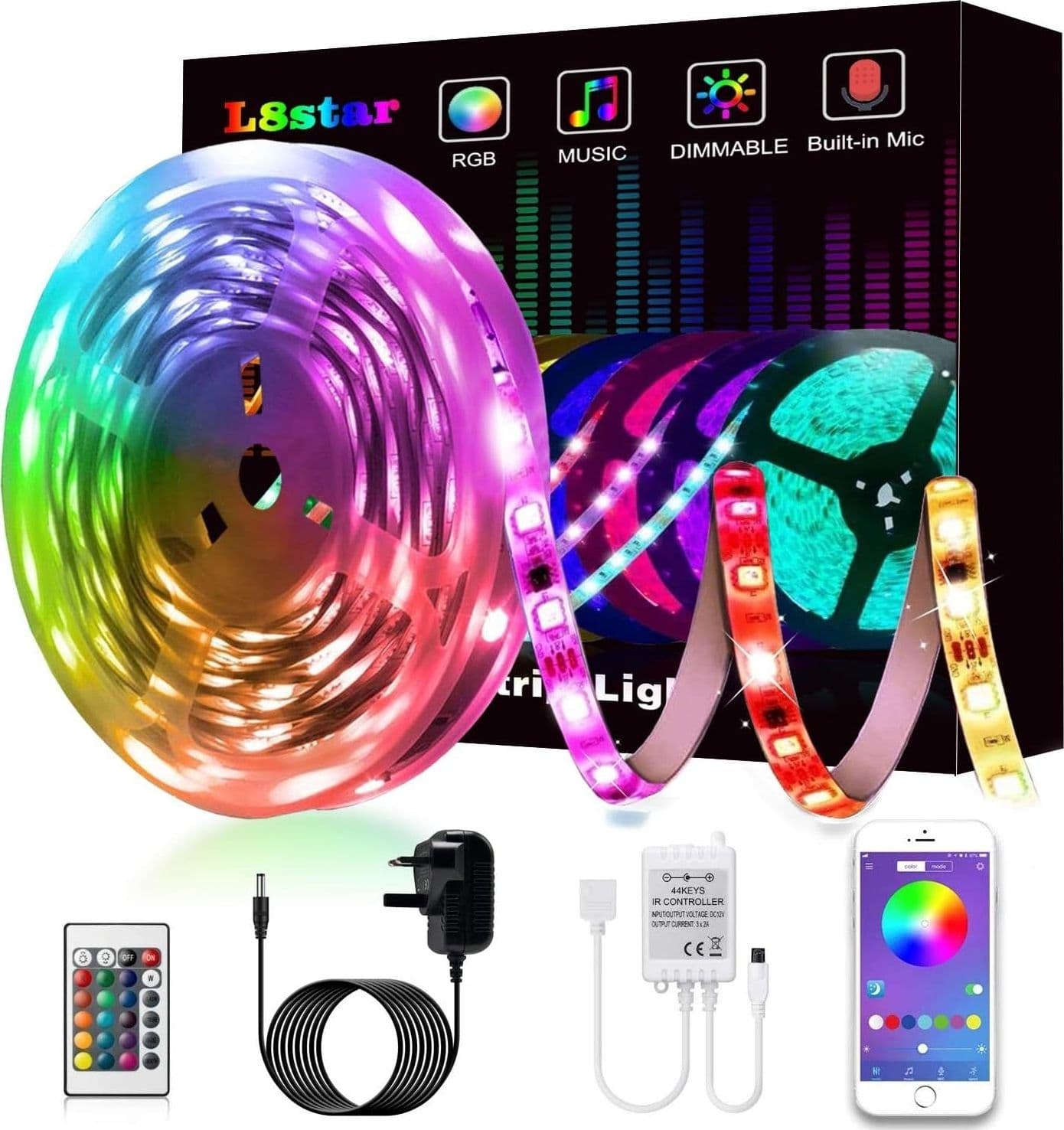 Striscia LED L8star L8star-5050-65.6FT 2 pezzi da 5m multicolore con telecomando in Nastri LED CL Store - Battipaglia, commercioVirtuoso.it