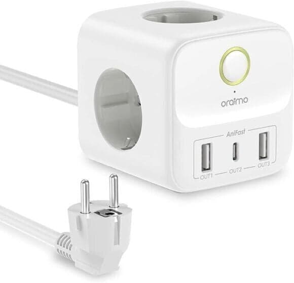 Cubo Multipresa Ciabatta Oraimo 3 Prese e 3 Porte USB C 20W in Multiprese CL Store - Battipaglia, commercioVirtuoso.it
