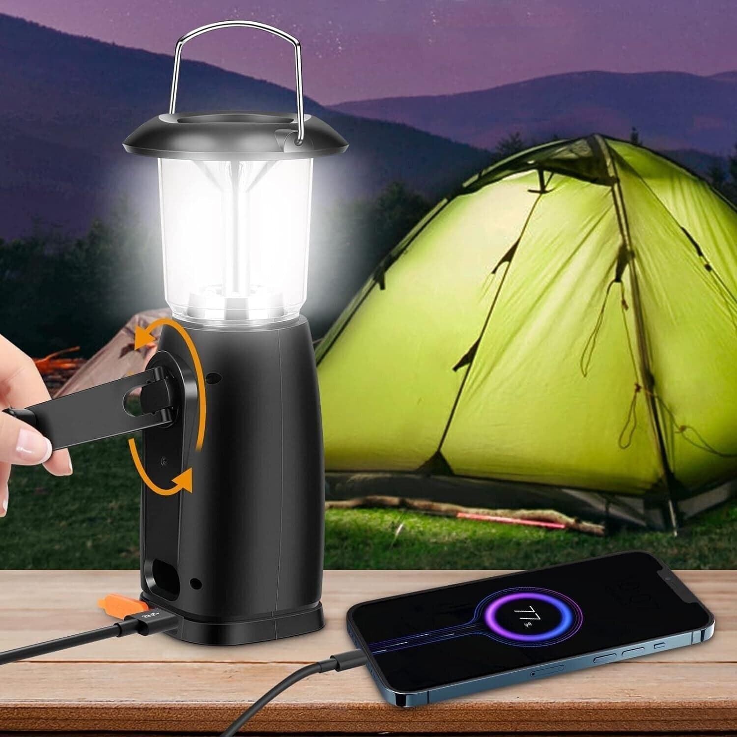 Lampada da campeggio a LED, lampada da campeggio, lampada solare a manovella USB in Lanterne elettriche CL Store - Battipaglia, commercioVirtuoso.it