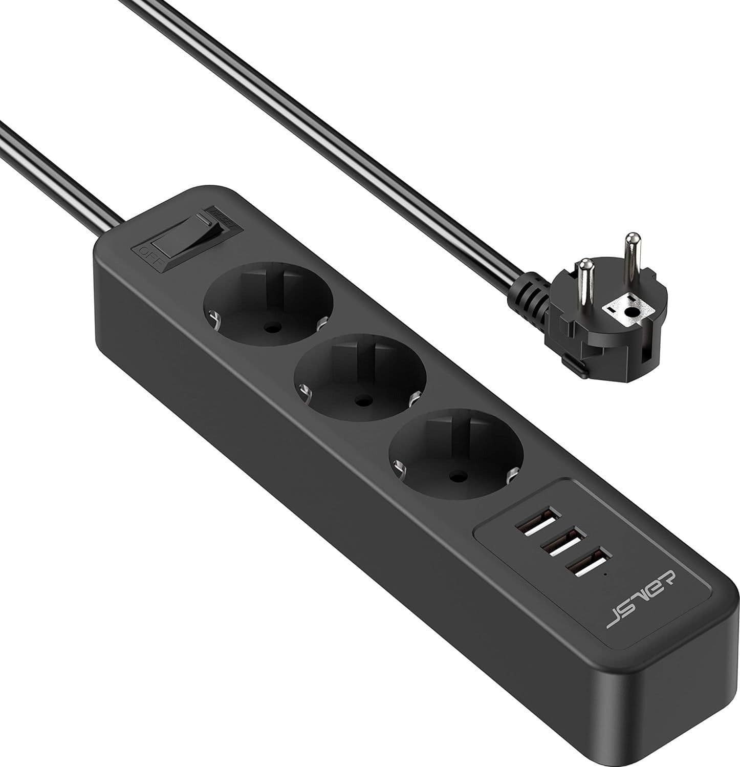 Ciabatta multipresa USB JSVER 3 prese con 3 prese USB, 3 prese (due spine) in Multiprese CL Store - Battipaglia, commercioVirtuoso.it