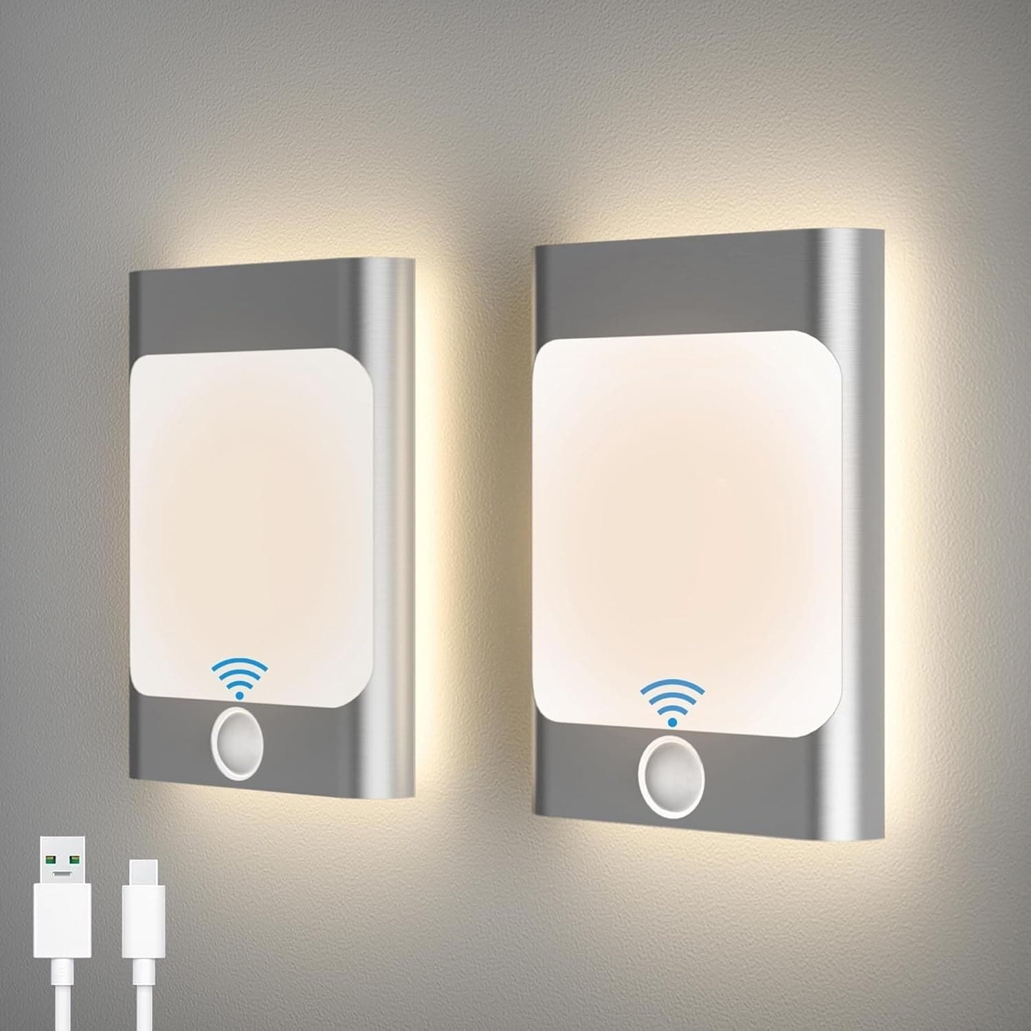 Lampada da parete per interni 2 pezzi con sensore di movimento batteria LED in Applique CL Store - Battipaglia, commercioVirtuoso.it
