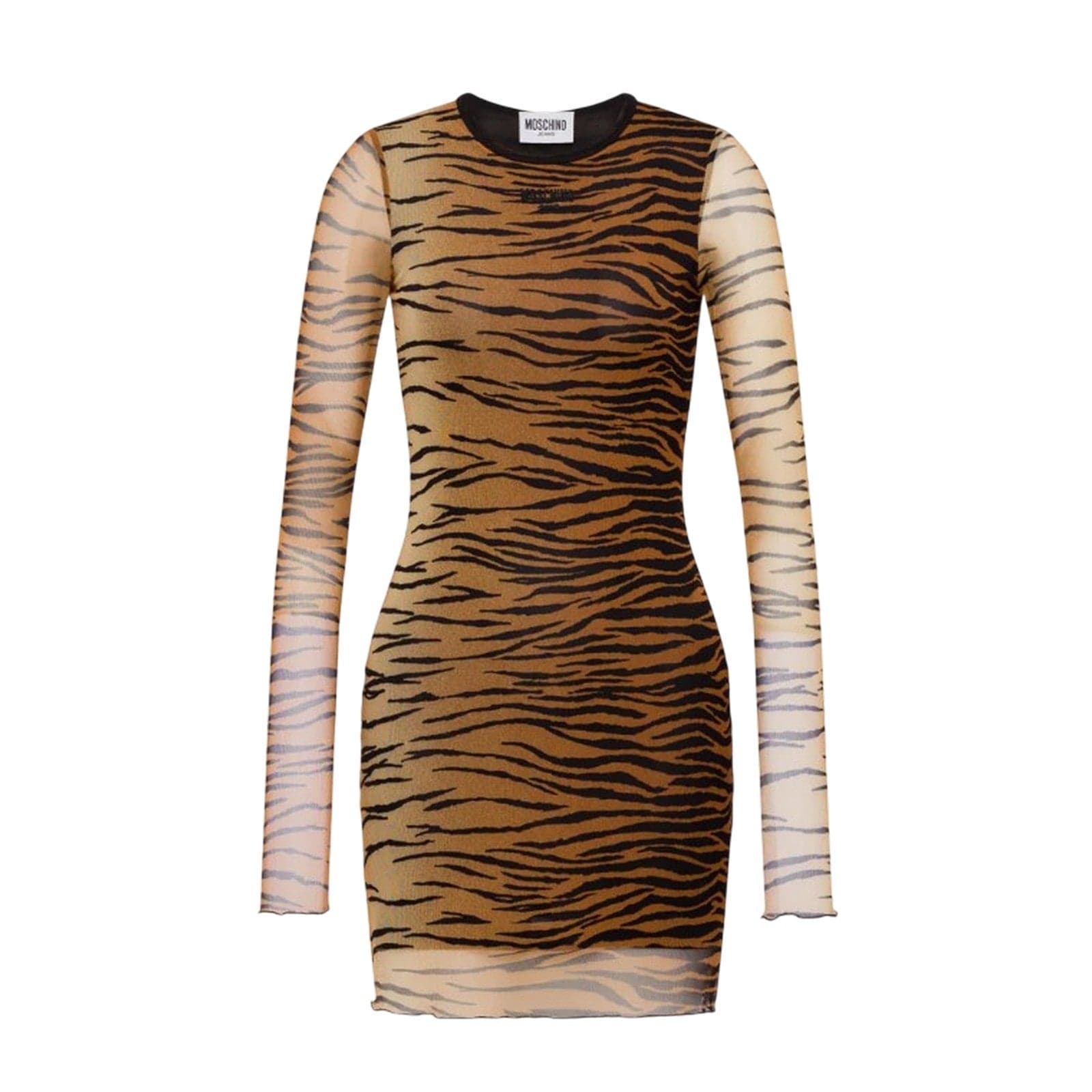 MOSCHINO JEANS vestiti casual donna moschino jeans - abito tulle stampa tigre - marrone da donna in Casual Drestige - Casamassima, commercioVirtuoso.it