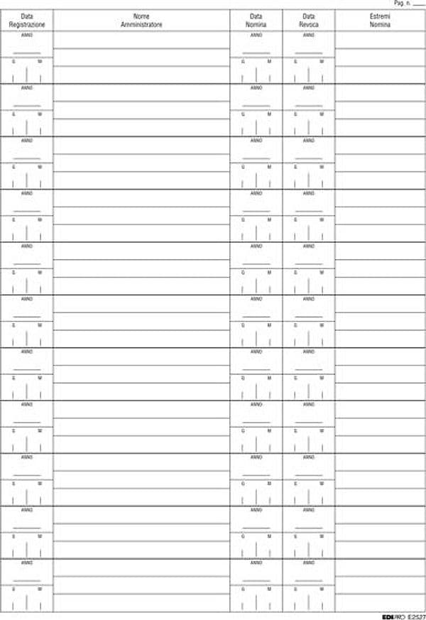 Registro Nomina/Revoca Amministratore 297X210Mm 16Pag E2527 in Pannelli planner Il Centro - Jesi, commercioVirtuoso.it