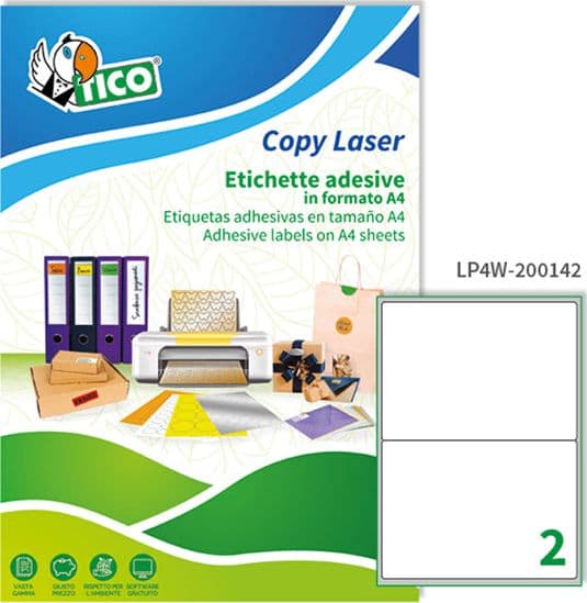 Etichetta Adesiva Lp4W Bianca 100Fg A4 200X142Mm (2Et/Fg Laser Tico in Etichette multifunzione Il Centro - Jesi, commercioVirtuoso.it