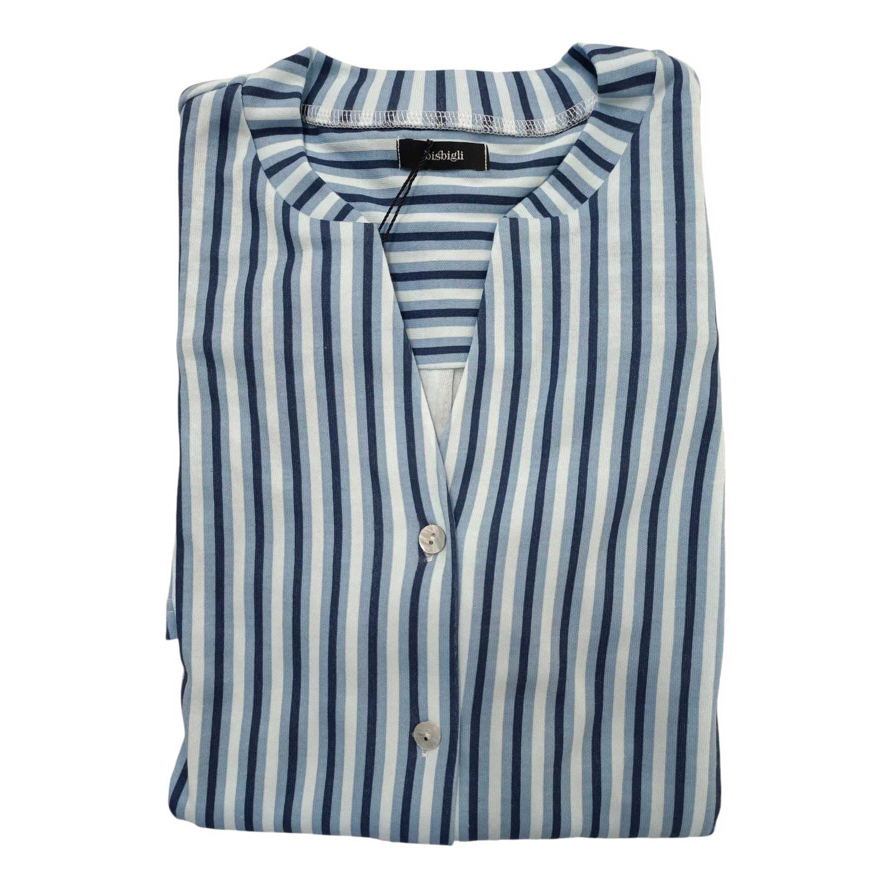 Camicia da notte donna Bisbigli London Style Serie 26, manica lunga, in caldo cotone e modal, Made in Italy