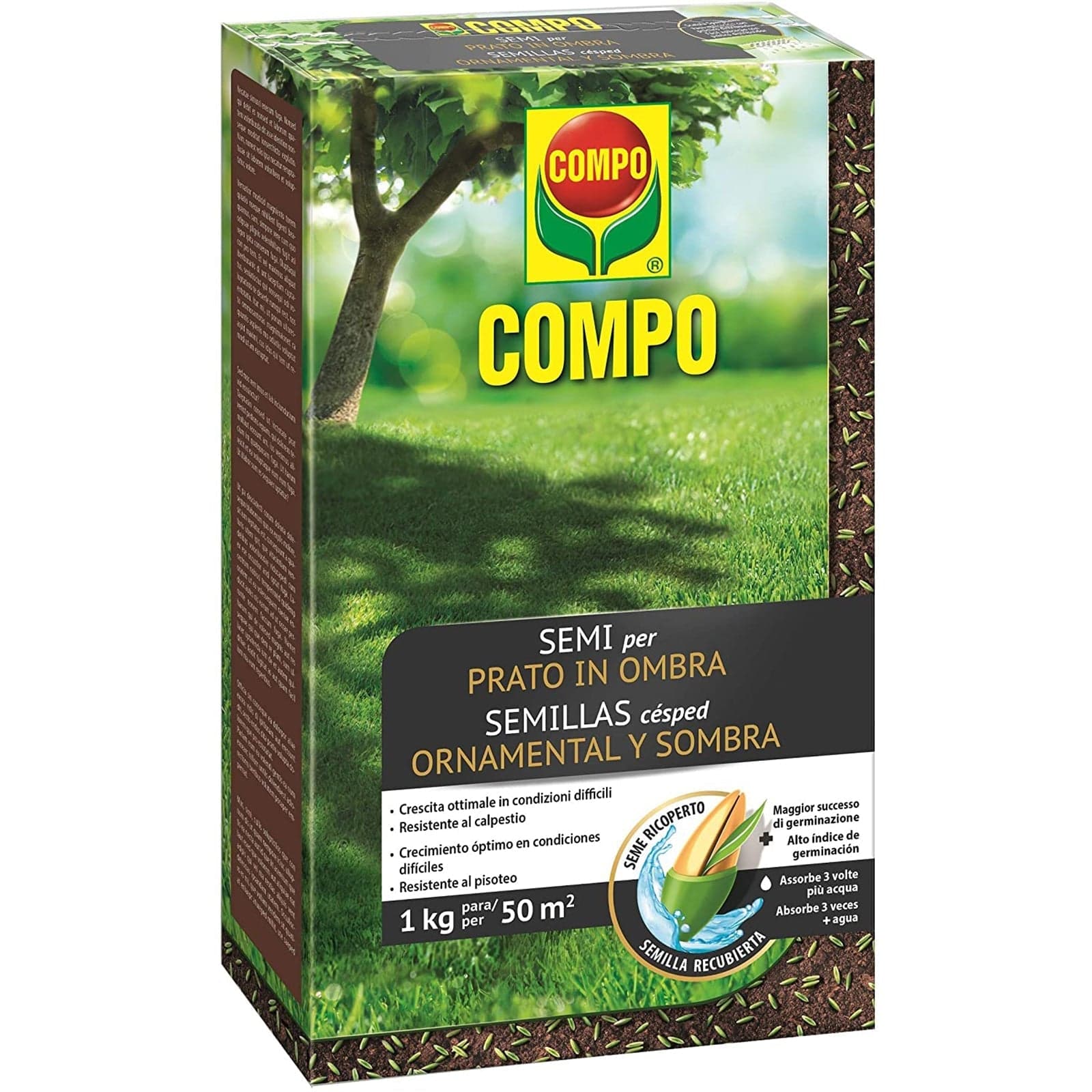 Seme "Prato in Ombra" tappeto erboso per zone ombreggiate da alberi e piante in Fertilizzanti per il prato La Zappa - Altamura, commercioVirtuoso.it