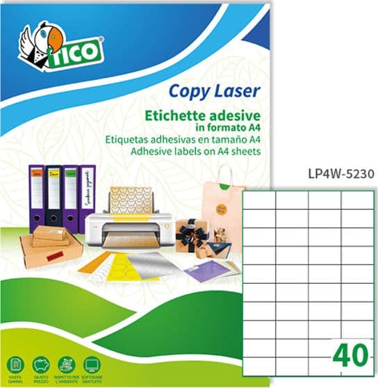 Etichetta Adesiva Lp4W Bianca 100Fg A4 52X30Mm (40Et/Fg Laser Tico in Etichette multifunzione Il Centro - Jesi, commercioVirtuoso.it