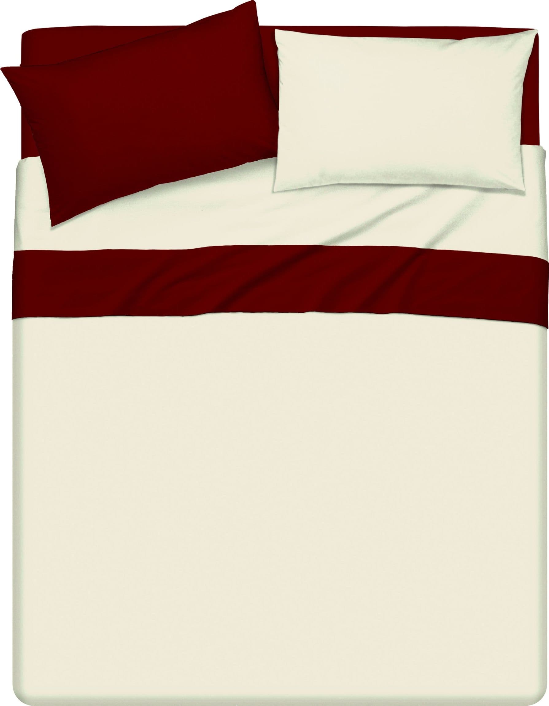 Completo letto lenzuola bicolor in 100% cotone made in Italy NATURALE/BORDEAUX in Set di lenzuola e federe Vanita di raso - Sesto San Giovanni, commercioVirtuoso.it