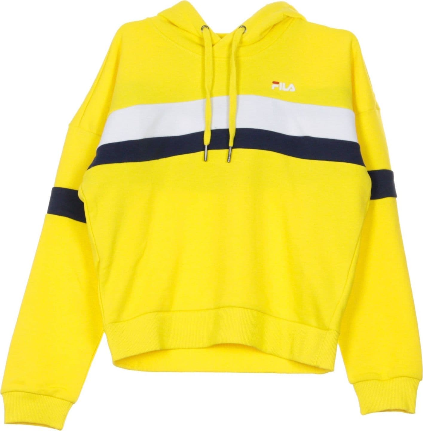 FILA Felpa Leggera Cappuccio Corta Donna Ella Empire Yellow/bright White/black da donna in Felpe con cappuccio Drestige - Casamassima, commercioVirtuoso.it